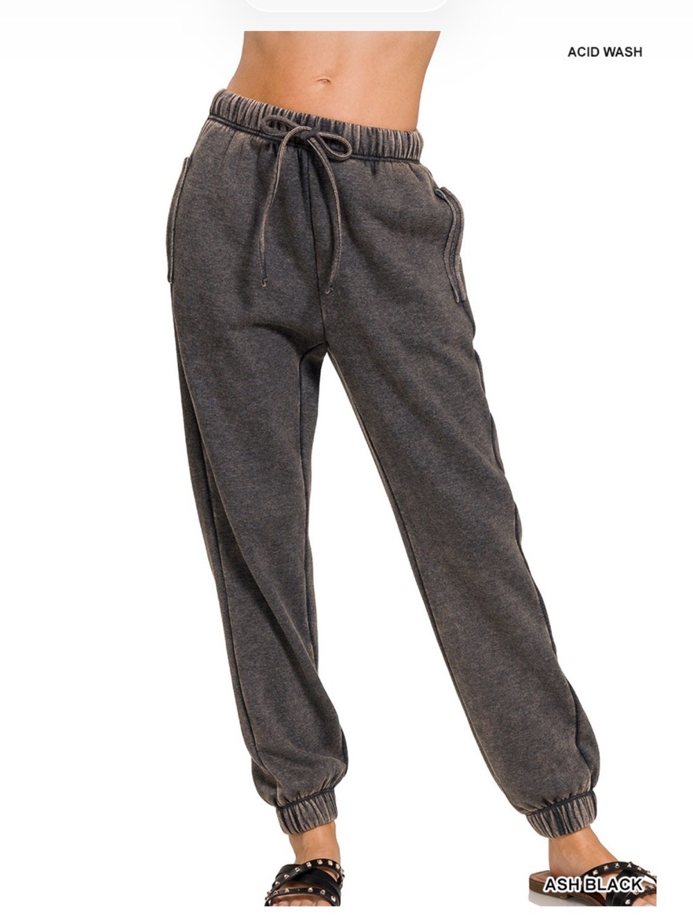 Women’s Ash Black Acid Wash Jogger Pants